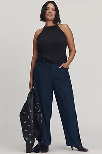 Eloquii Plus Faux-Suede High-Rise Wide-Leg Pants