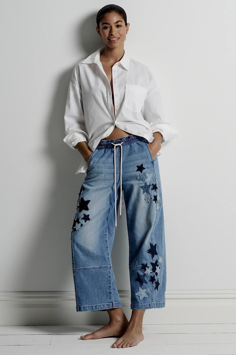 The Izzie Relaxed Pull-On Barrel Jeans by Pilcro