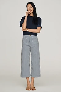 Maeve Colette Striped High-Rise Wide-Leg Cropped