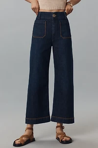 The Colette Whipstitch Crop Wide-Leg Jeans by Maeve