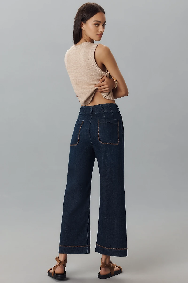 The Colette Whipstitch Crop Wide-Leg Jeans by Maeve