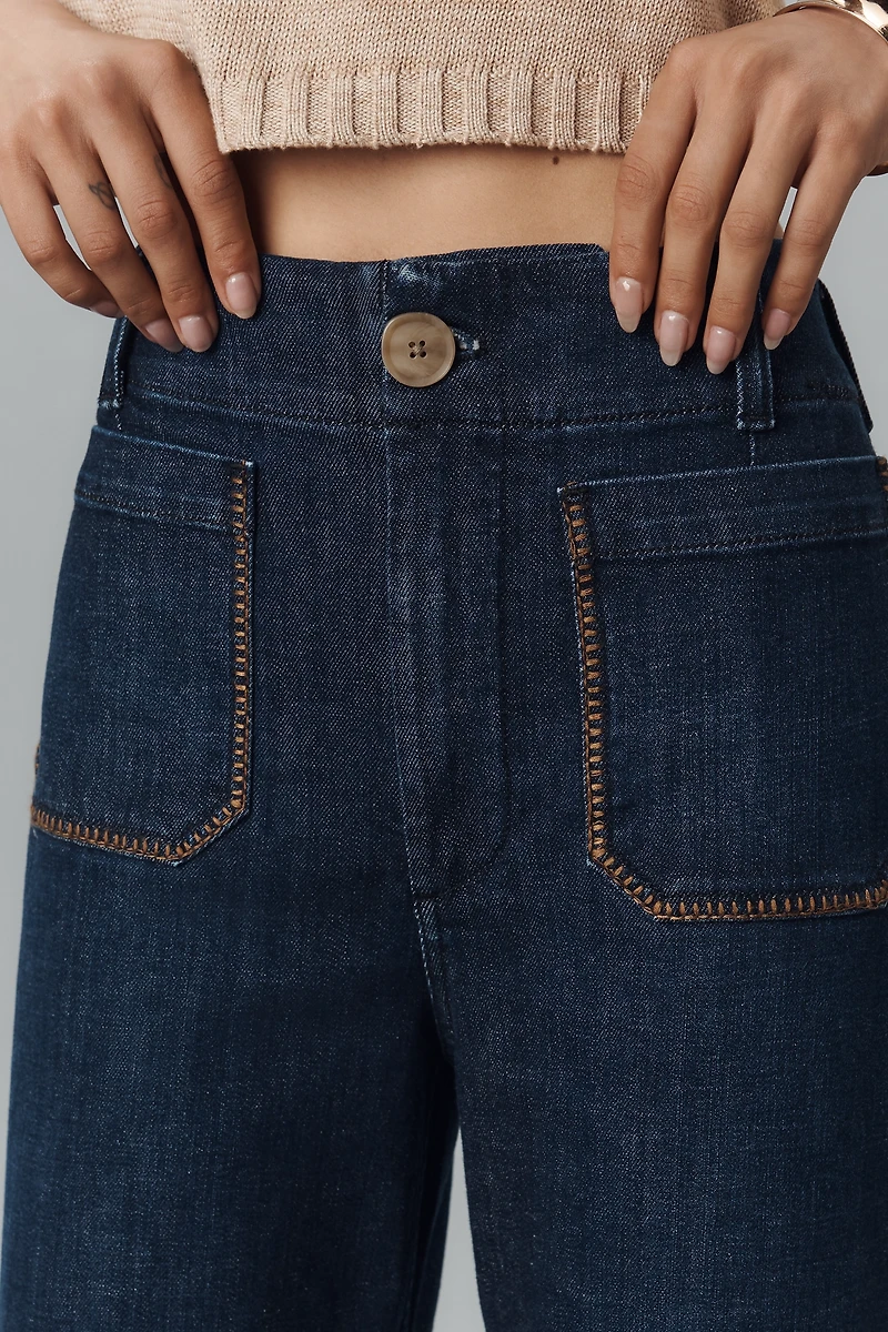 The Colette Whipstitch Crop Wide-Leg Jeans by Maeve
