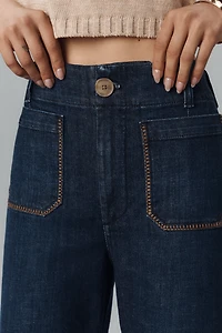 The Colette Whipstitch Crop Wide-Leg Jeans by Maeve