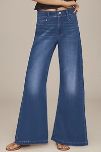 The Adi Knit Mid-Rise Flare Jeans by Pilcro