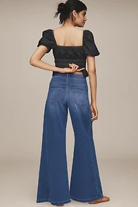 The Adi Knit Mid-Rise Flare Jeans by Pilcro
