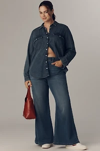 The Adi Knit Mid-Rise Flare Jeans by Pilcro