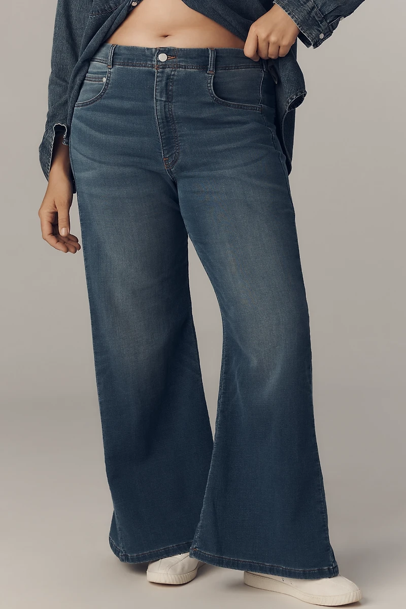 The Adi Knit Mid-Rise Flare Jeans by Pilcro