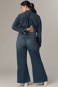 The Adi Knit Mid-Rise Flare Jeans by Pilcro