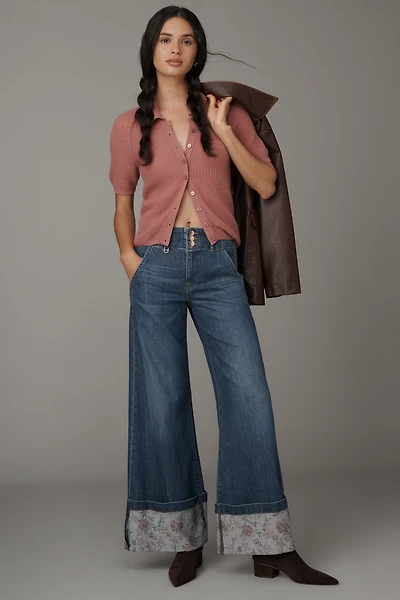Maeve High-Rise Cuffed Wide Leg Jeans