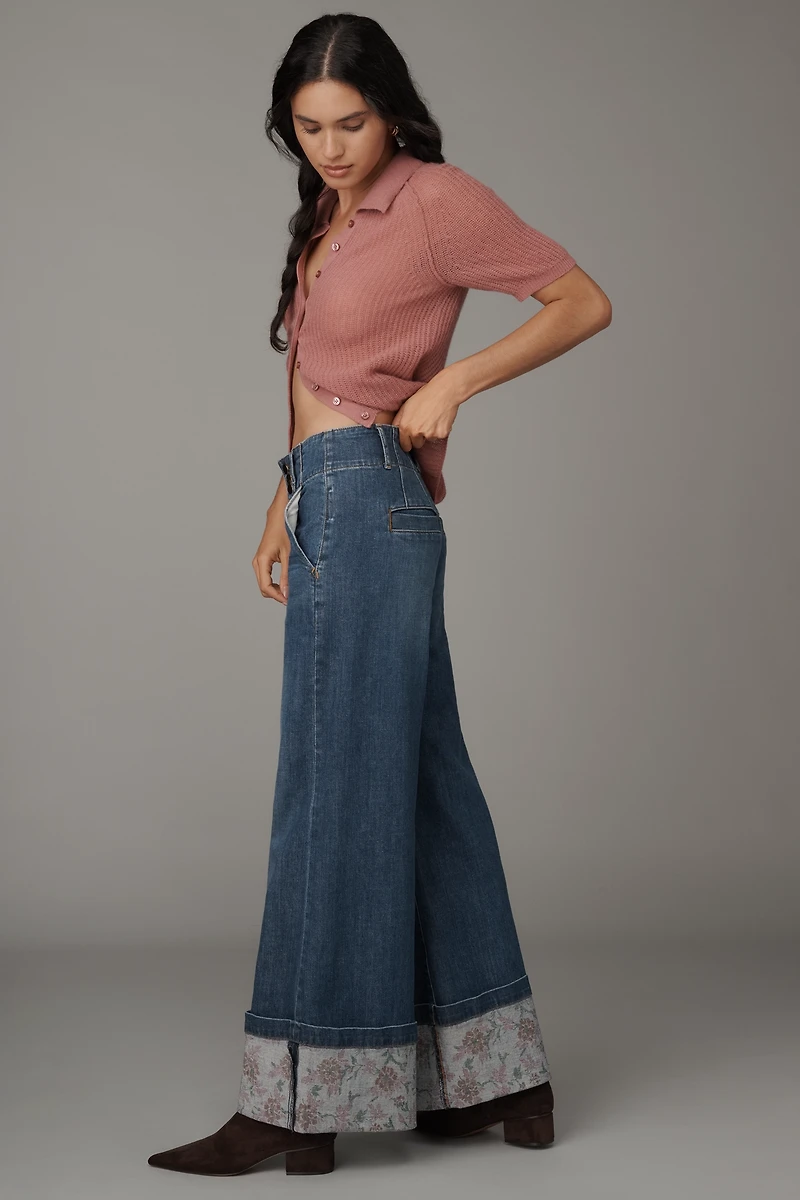 Maeve High-Rise Cuffed Wide Leg Jeans