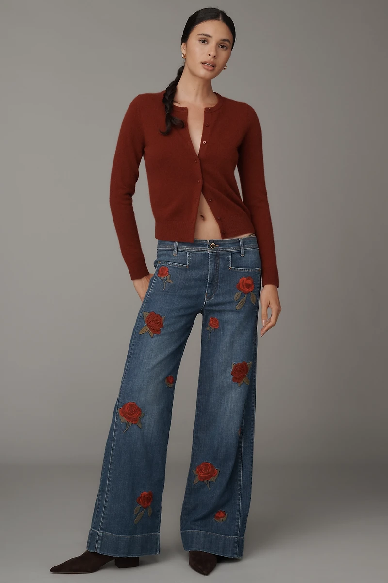 Maeve High-Rise Wide-Leg Patch Jeans