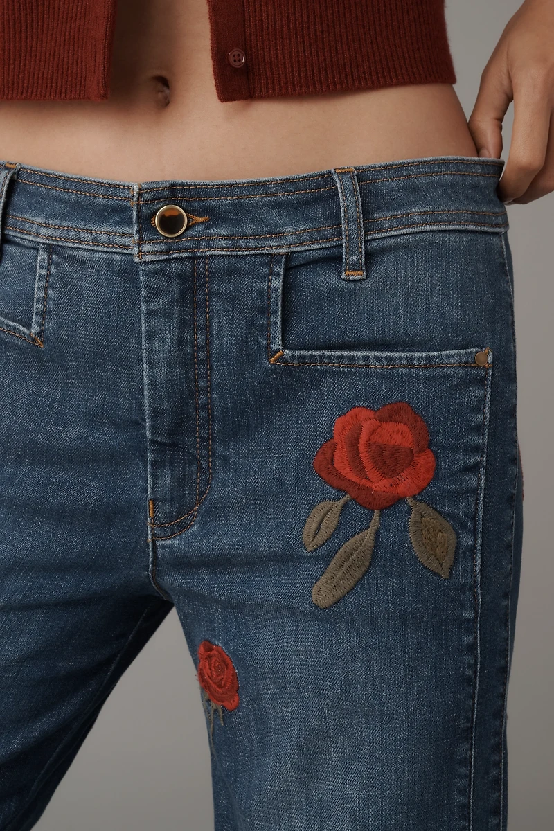 Maeve High-Rise Wide-Leg Patch Jeans