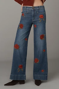 Maeve High-Rise Wide-Leg Patch Jeans