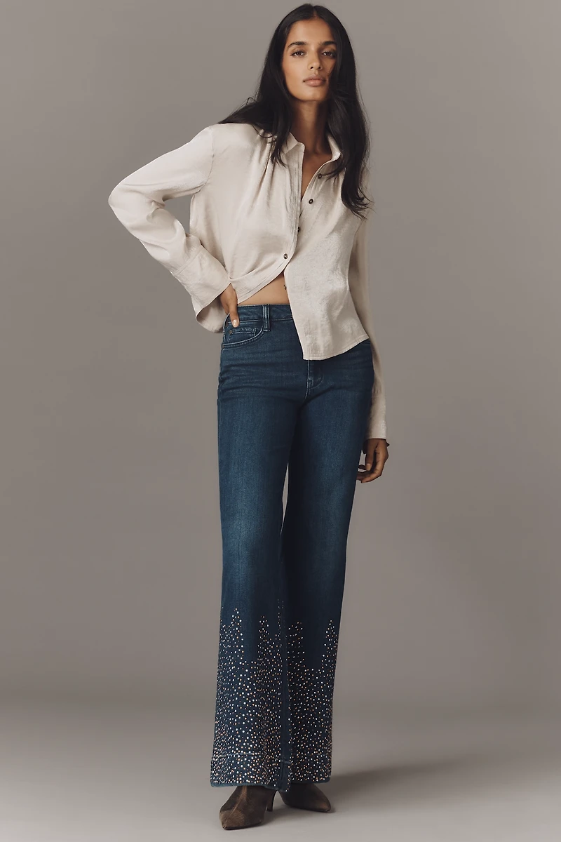 Pilcro Retro Studded Low-Rise Flare Jeans