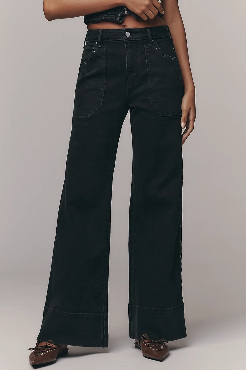 The Rylan Studded Relaxed High-Rise Flare Pants by Pilcro