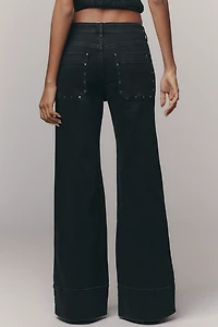 The Rylan Studded Relaxed High-Rise Flare Pants by Pilcro