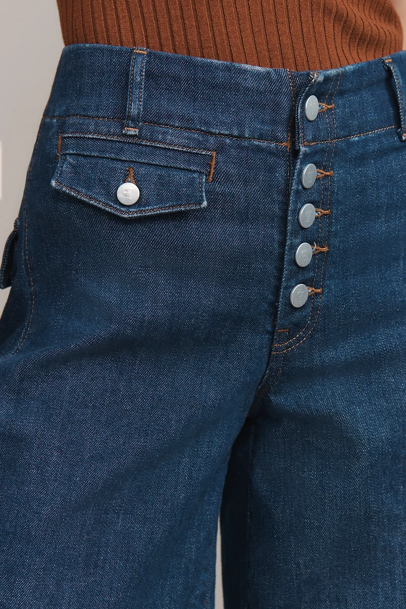 Pilcro High-Rise Wide-Leg Culotte Jeans