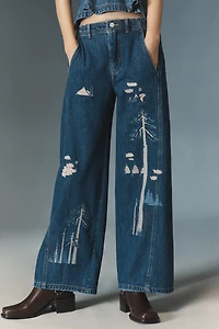 The Lex Embroidered High-Rise Taper Jeans by Pilcro
