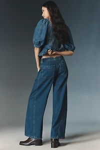 The Lex Embroidered High-Rise Taper Jeans by Pilcro