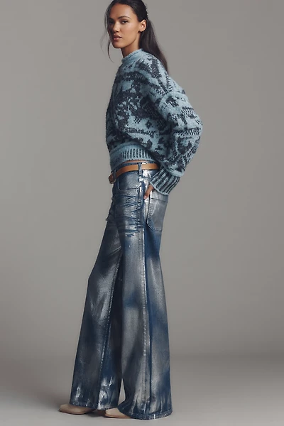 The Rylan Metallic Relaxed High-Rise Flare Jeans by Pilcro