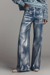 The Rylan Metallic Relaxed High-Rise Flare Jeans by Pilcro