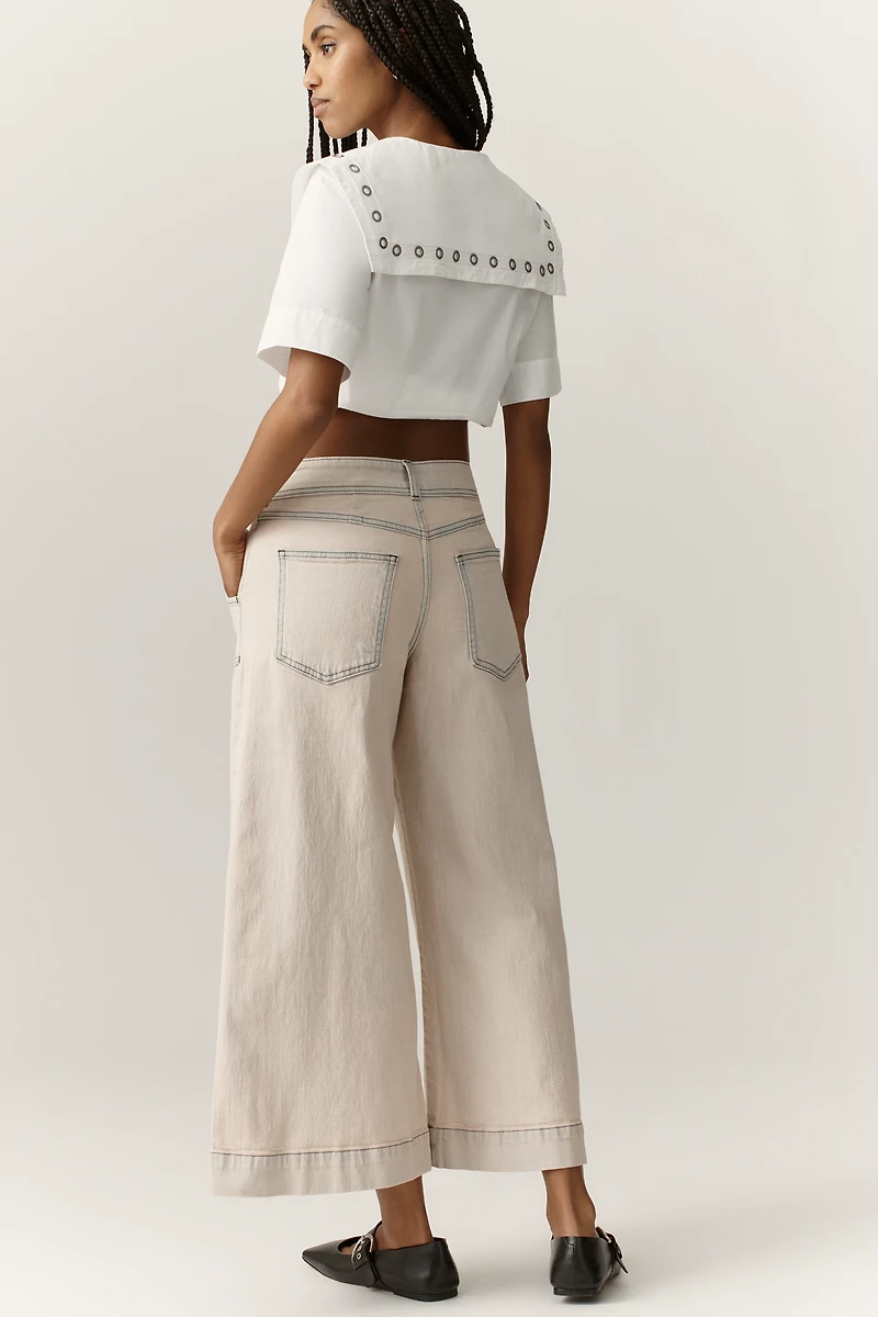 Pilcro Sienna Crop High-Rise Wide-Leg Jeans