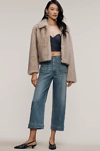 The Colette Sparkle Crop High-Rise Wide-Leg Jeans by Maeve