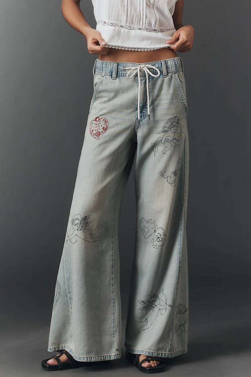 The Adi Mid-Rise Flare Embellished Jeans by Pilcro