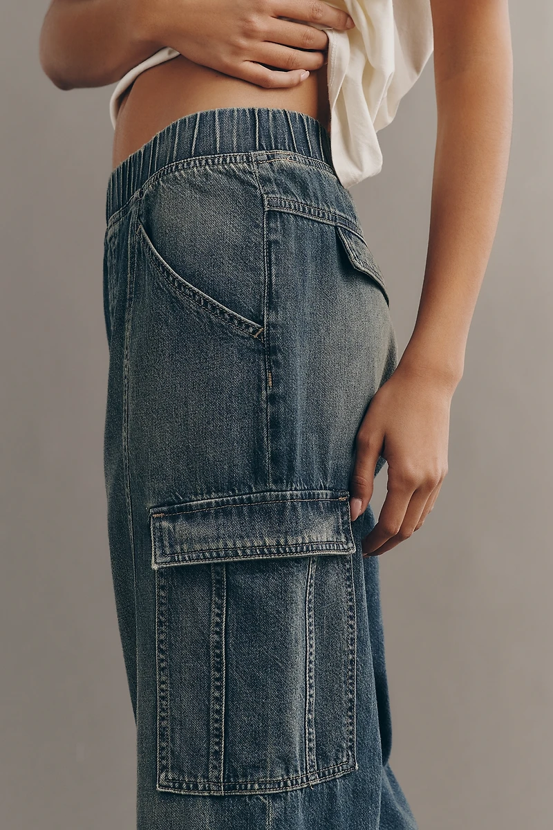 Pilcro Standard Issue High-Rise Pull-On Tapered Cargo Jeans