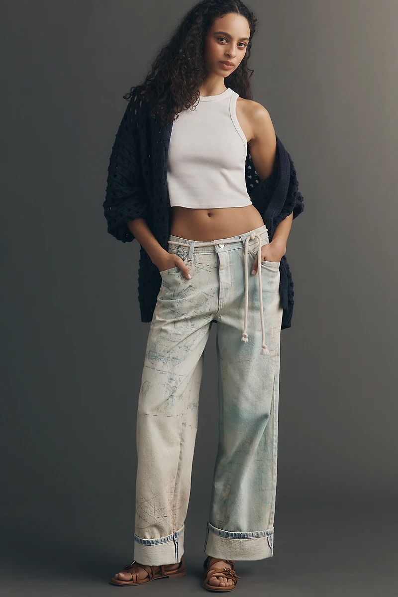 Pilcro High-Rise Slouch Wide-Leg Map Pattern Jeans