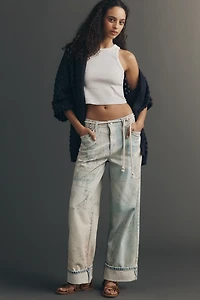 Pilcro High-Rise Slouch Wide-Leg Map Pattern Jeans