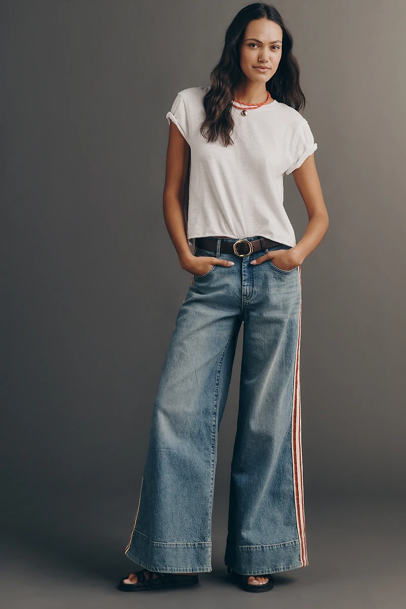 Pilcro Azura High-Rise Wide-Leg Track Stripe Jeans