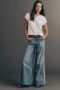 Pilcro Azura High-Rise Wide-Leg Track Stripe Jeans