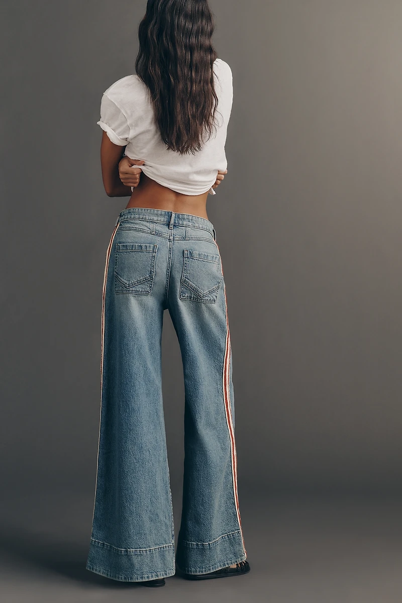 Pilcro Azura High-Rise Wide-Leg Track Stripe Jeans