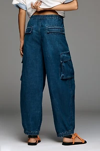 Pilcro Cotton Pull-On High Rise Cargo Jeans