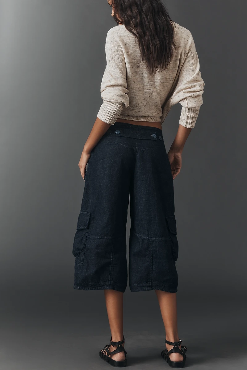 Pilcro Cargo Crop High-Rise Culotte Jeans