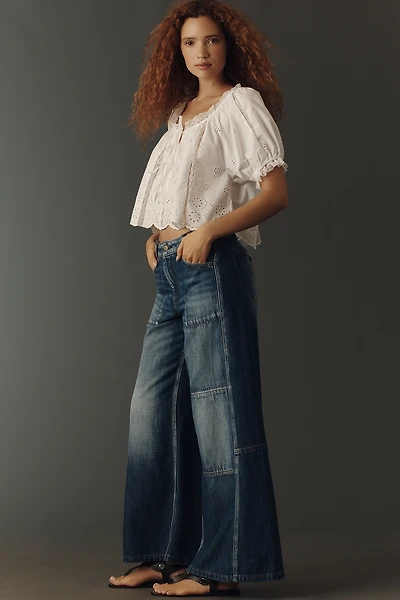 The Adi Reworked Mid-Rise Relaxed Wide-Leg Jeans by Pilcro