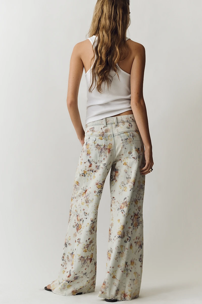 Adi Floral Mid-Rise Wide-Leg Jeans by Pilcro
