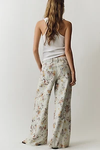 Adi Floral Mid-Rise Wide-Leg Jeans by Pilcro