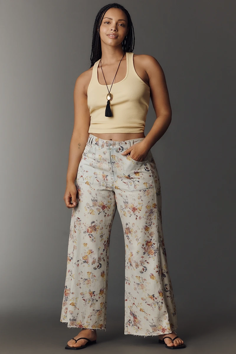 Adi Floral Mid-Rise Wide-Leg Jeans by Pilcro