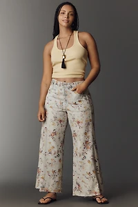 Adi Floral Mid-Rise Wide-Leg Jeans by Pilcro