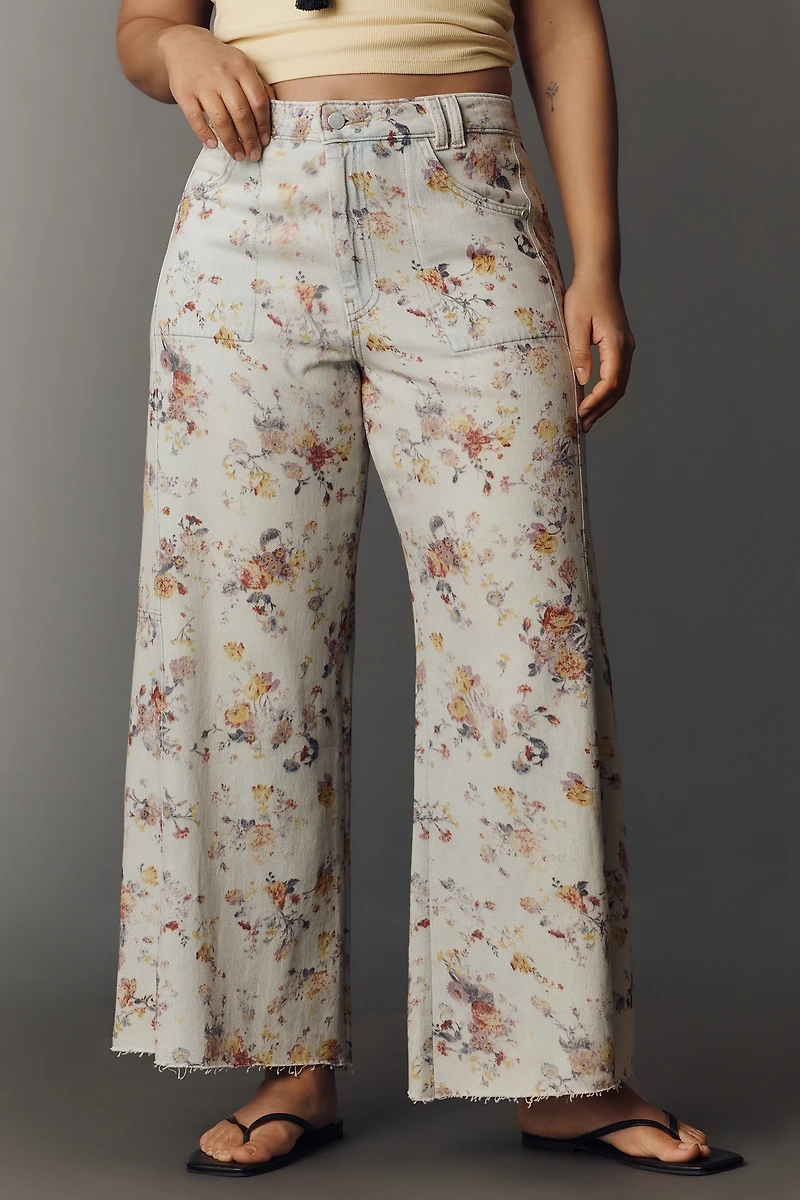 Adi Floral Mid-Rise Wide-Leg Jeans by Pilcro
