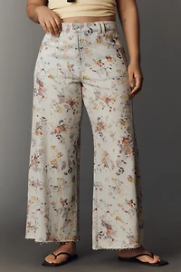 Adi Floral Mid-Rise Wide-Leg Jeans by Pilcro