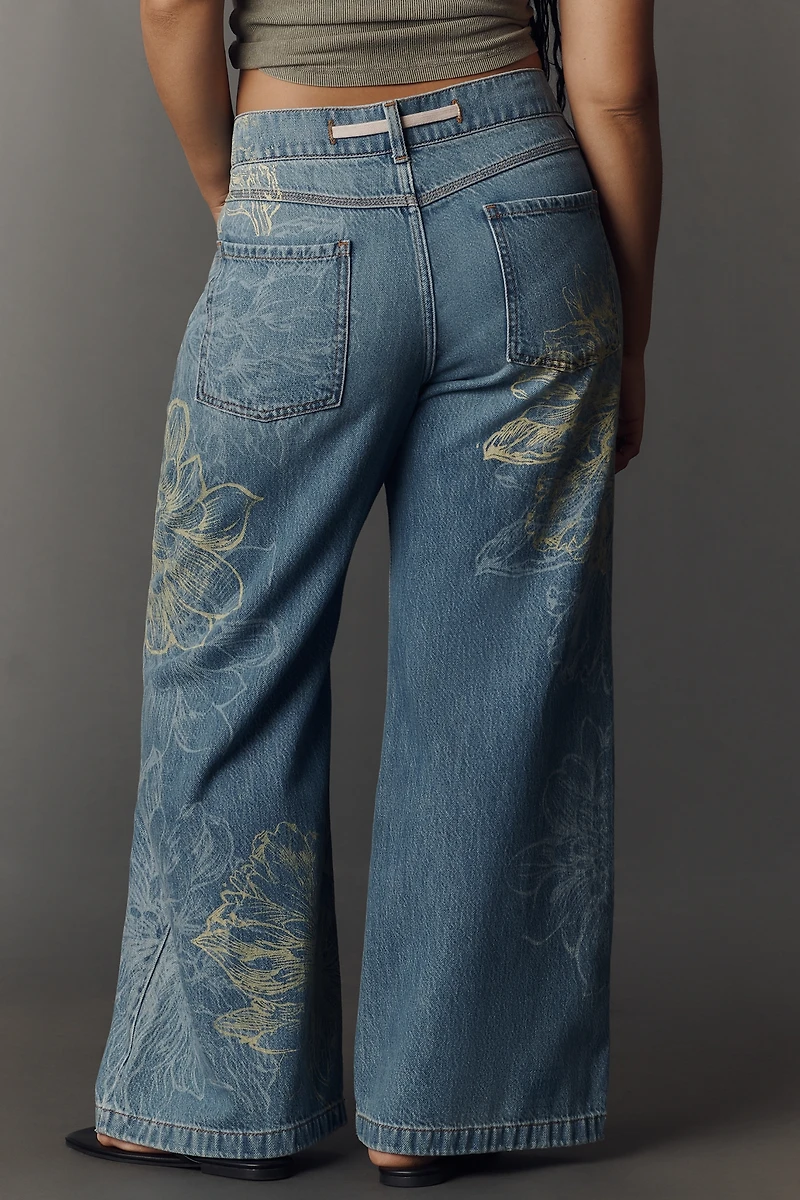 Pilcro High-Rise Wide-Leg Drawstring Jeans