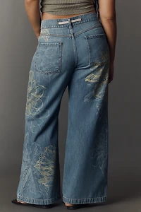 Pilcro High-Rise Wide-Leg Drawstring Jeans
