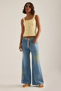 Ellis High-Rise Wide-Leg Drawstring Jeans by Pilcro