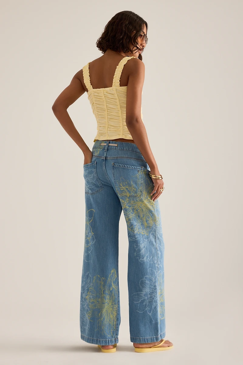 Ellis High-Rise Wide-Leg Drawstring Jeans by Pilcro