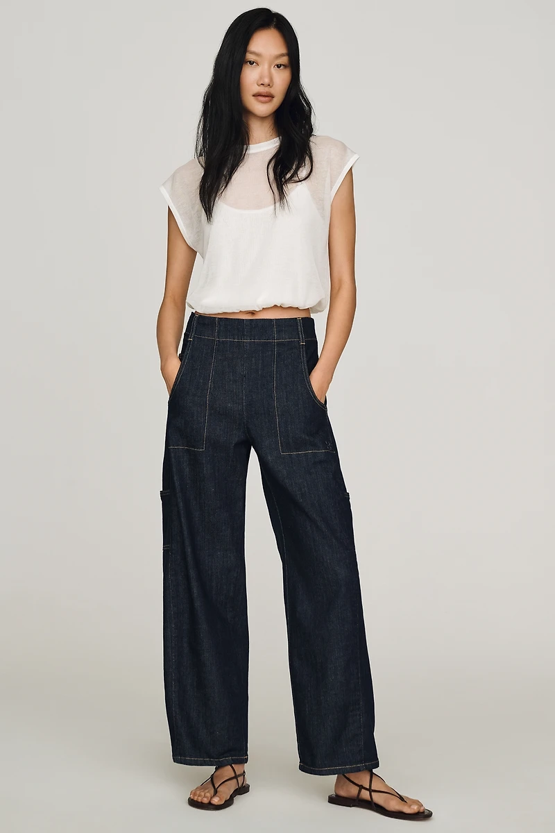 Maeve Painters Mid-Rise Tapered Jeans