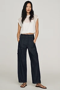 Maeve Painters Mid-Rise Tapered Jeans