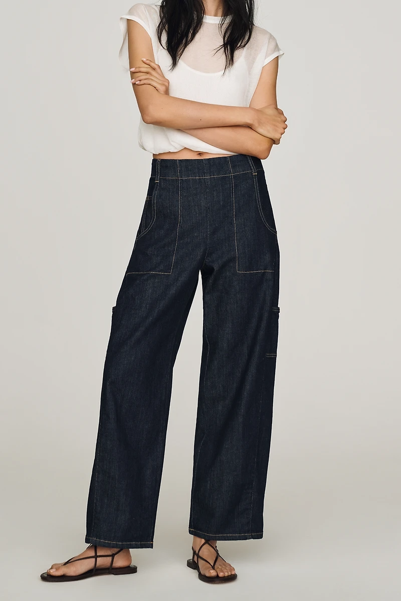 Maeve Painters Mid-Rise Tapered Jeans